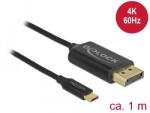 Delock USB-C koax kábel DisplayPort-hoz (DP Alt Mode) 1 m fekete (83709) (83709) - flylite