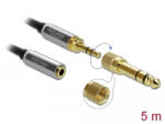 Delock Sztereó hosszabbító kábel 3, 5 mm 3 pólusú apa anya, 6, 35 mm-es csavaros adapterrel 5 m (85783) (85783)