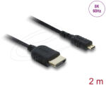Delock Koaxiális High Speed HDMI kábel HDMI dugó - Micro HDMI dugó 8K 60 Hz 2 m (81691) - flylite
