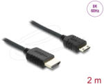 Delock Koaxiális High Speed HDMI kábel HDMI dugó - Mini HDMI dugó 8K 60 Hz fonott borítással 2 m (81688)