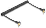 Delock Tekercselt kábel 3, 5 mm 3 tűs sztereo jack apa sztereo jack apa hajlított csavaros adapterrel 6, 35 mm-hez. 75 cm (85777) (85777)