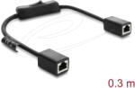 Delock RJ45 kábel, hüvely csatlakozó aljzat, kapcsolóval, Cat. 6 F/UTP, 0, 3 m fekete (81565)