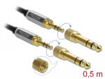 Delock Sztereó kábel 3, 5 mm-es 3 pólusú apa apa, csavaros adapterrel 0, 5 m (85784) (85784)