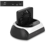 Delock USB 10 Gbps dokkoló állomás 2.5 / 3.5 SATA HDD / SSD vagy M. 2 NVMe PCIe, illetve SATA SSD ventillátorral (64280) (64280) - flylite