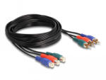 Delock RCA RGB bővítő kábel 3 db. apa - 3 db. anya, 3 m (85370) (85370)
