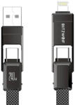 BlitzWolf Cablu de date BlitzWolf BW-HDC7 4 in 1, USB-C/USB/Lightning, 480Mbps, 5A/3A/2.4A, 240W/27W/15W/12W, 1.2m, Negru (BW-HDC7)