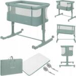 Lionelo Patut Co-Sleeper Lionelo Aurora 3-in-1 cu Leganare si Setare Unghiulara Saltea cu Densitate T25 si Geanta Transport Reglabil 5 Pozitii Maxim 9kg +0luni 85x60x66cm Verde (LO-AURORA_GREEN_SAGE)