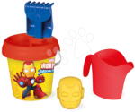 Smoby Set găleată medie Iron Man Medium Garnished Bucket Smoby cu o stropitoare, 6 piese, 18 cm înălțime de la 18 luni (SM862229)