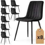 AKORD LIVO étkezőszék welúr fekete függőleges steppelt díszítéssel fekete lábakkal 8 db-os szett (8xLIVOBLA)