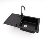 NERO Gránit Mosogató NERO Malta + Steel Csaptelep + Adagoló Matt Fekete