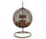  Barna rattan hatású függőfotel barna ülőpárnával (FAT0010)