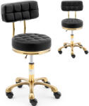  Kozmetikai szék háttámlával, kerekeken, akár 150 kg-os teherbírással, GELA, fekete és arany