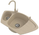 NERO Gránit Mosogató Nero Compact + Magasított Csaptelep + Adagoló Bézs