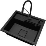 NERO Gránit Mosogató NERO Piazza-Evo + Duo-Flex Csaptelep + Adagoló Fekete