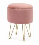 AKORD Sámli, kerek, tárolóhellyel, bársony, rózsaszín, max 90 kg, 35x35x45 cm, Lili, Akord