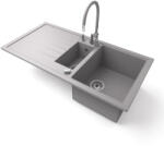 NERO Gránit Mosogató - Nero Solarys + Flexibilis Csaptelep + Adagoló + Dugókiemelő Szürke SOG995-49S6