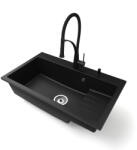 NERO Gránit Mosogatótálca NERO Boss + Duo-Flex Csaptelep + Adagoló Matt Fekete