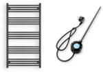  Törölközőszárító radiátor elektromos fűtőpatronnal 75 x 140 cm - Nero Italia S-600W (fekete)