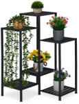 Relaxdays Fém virágtartó 6 polcos fekete 81x55x55 cm 10050774_1710