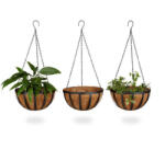 Relaxdays Függő virágtartó kosár 3 db-os szett 30 cm 10020704