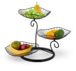 Relaxdays Lótuszlevél formájú gyümölcsös tál állvány fekete fém 10042990