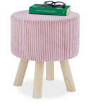 Relaxdays Bársony ülőke fa lábakkal 10030664_114