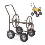 Relaxdays Tömlőkocsi 4 tömörgumi kerékkel barna 81x50x80 cm 10041505