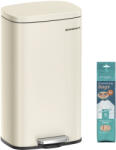SONGMICS Szemeteskuka 30L, lágyan záródó fedél, homokbézs 34x25x61cm (LTB03A02)