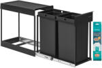 SONGMICS Szelektív szemetes kuka, beépített, 2x15L, acél, fekete (LTB950B01)