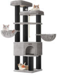 FEANDREA Macska kaparófa, többszintes macskatorony, XXL, szürke és fekete 55x55x187cm (PCT008G02)
