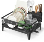 SONGMICS Edény Szárító Állvány, Konyhai Edénytartó, Csepegtető, Fekete (KCS550B01)