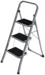 SONGMICS Összecsukható létra 3 lépcsőfokkal, 20 cm széles lépcsőfokok, szürke, fekete (GSL003GY01)