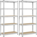 SONGMICS Polcos állvány, 175kg polconkénti teherbírással, ezüst, 180x90x40cm (GLR455E01)