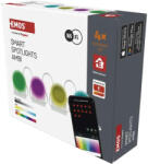 EMOS GoSmart LED reflektor - 85 cm-es lánc, 4 rész, 7 W, RGBIC+CCT, dimmelhető, WiFi ZIW154R (ZIW154R)