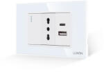 Luxion Intrerupator Simplu + Priza Ingusta si USB A+C cu Rama din Sticla LUXION, Standard Italian, 3M