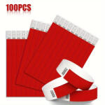  Tyvek Karszalag Sorszámozott 1, 9x25 Cm 100 Db/Csomag Piros Víz- És Izzadságálló Öntapadós Záródású Tépésbiztos Nem Levehető (ABGX0393)