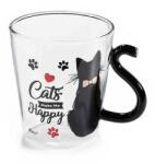 AFI Cicás üvegpohár macskafarokkal - 250 ml (IMO-AFI-802200CATHAPPY)
