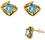  Cercei Topaz dreptunghi fatetat 10x10x14 mm Argint 925 aurit pentru un cadou cu stil - 1 pereche