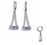  Cercei Tanzanit Cu Zircon Rotund Fatetat 33x10x11 mm Argint 925 - 1 Pereche