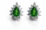  Cercei Diopsid Crom cu zircon picatura fatetat 8x13x15 mm Argint 925 pentru cadou memorabil - 1 pereche