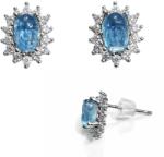  Cercei Acvamarin cu zircon Craniu 10x9x15 mm Argint 925 pentru eleganta delicata - 1 pereche