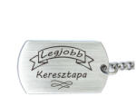R.M. ékszer Legjobb Keresztapa gravírozott acél kulcstartó - közepes téglalap (12978-RM-D)
