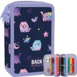 BackUP Biztonsági Tolltartó Iskolai Háromrekeszes Felszerelés Színes Ceruzák Filctoll Macska 3D (5906601702969)