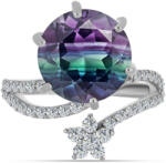  Ezüst Gyűrű Zebra Fluorittal és Fehér Topázzal, Y62982/54