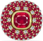  Arannyal Bevont Ezüst Gyűrű Madagaszkári Rubinnal és Fehér Topázzal, Y63227/54