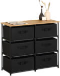 Intenso Home Komód 6 db Szövet Fiókkal 76x68 cm Fekete