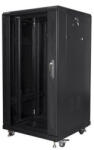 Lanberg FF01-6622-12B 19" 22U SZÉL: 600mm MÉLY: 600mm MAG: 1159mm lapraszerelt üvegajtós fekete rack szekrény - 3bnetwork