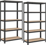 SONGMICS Nagy Teherbírású Polcrendszer, 2 db Acél Polc, teherbírás 875 kg, 40 x 90 x 180 cm, Fekete (GLR040B02)