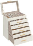 SONGMICS Ékszerdoboz üvegfedéllel, 6 szintes ékszertároló 5 fiókkal, 16, 3 x 25, 1 x 29 cm, felhőfehér (JBC171W01V1)