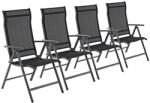 SONGMICS 4 darabos összecsukható kerti székkészlet, 8-szögben dönthető háttámlával, max. Székenként 150 kg teherbírás, fekete (GCB30BK) - tutihome